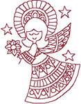 Redwork Christmas Angel Embroidery Design