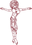 The Crucifixion in Redwork Embroidery Design