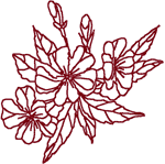 Redwork Violets Embroidery Design