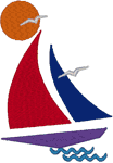 Sailboat in the Sun Embroidery Design