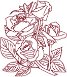 Redwork Roses Number 2