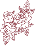 Redwork Roses #3 Embroidery Design