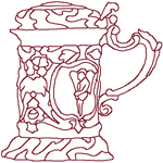 Redwork German Beer Stein Embroidery Design