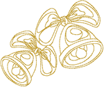 Redwork in Gold Christmas Bells Embroidery Design