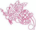 Redwork Embroidery Designs: Clown with Arrow