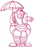 Redwork Embroidery Designs: Clown with Inner Tube