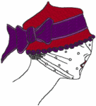 Redwork Machine Embroidery Designs: Red Hat Lady in Veiled Hat