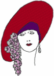 Redwork Machine Embroidery Designs: Red Hat Lady in Floral Hat