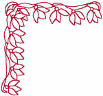 Redwork Berry Corner Embroidery Design