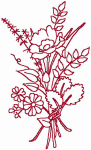 Redwork Embroidery Designs: Wildflower Bouquet