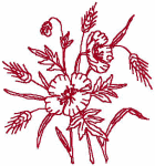 Redwork Embroidery Designs: Flowers and Wheat Bouquet