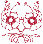 Redwork Flower with Stamens Embroidery Design