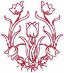 Redwork Machine Embroidery Designs: Tulip Centerpiece