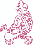 Redwork Embroidery Designs: Clown on Bike