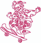 Redwork Embroidery Designs: Clown with Arrow