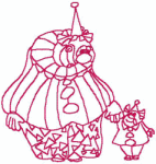 Redwork Embroidery Designs: Clown with Baby Clown