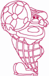 Redwork Embroidery Designs: Clown with Ball