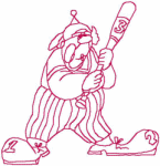 Redwork Embroidery Designs: Clown with Bat