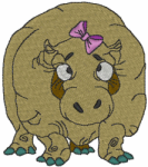 Pink-Bowed Lady Hippopotamus Embroidery Design