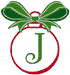 Machine Embroidery Designs: Christmas Bows & Ornaments Alphabet J