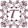 Machine Embroidery Designs: Redwork Ornate Enhanced Alphabet T