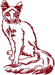 Redwork cat 2 embroidery design