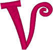 Machine Embroidery Designs: Curlz Alphabet V