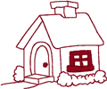 Machine Embroidery Designs: Redwork Tiny Cottage 1