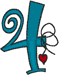 Alphabets Machine Embroidery Designs: Hanging Hearts Number 4