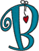 Alphabets Machine Embroidery Designs: Hanging Hearts Uppercase B