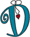 Alphabets Machine Embroidery Designs: Hanging Hearts Uppercase D
