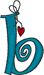 Alphabets Machine Embroidery Designs: Hanging Hearts Lowercase B