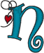 Alphabets Machine Embroidery Designs: Hanging Hearts Lowercase N
