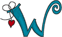 Alphabets Machine Embroidery Designs: Hanging Hearts Lowercase W
