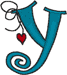 Alphabets Machine Embroidery Designs: Hanging Hearts Lowercase Y