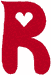 Alphabets Machine Embroidery Designs: Hearts Alphabet R